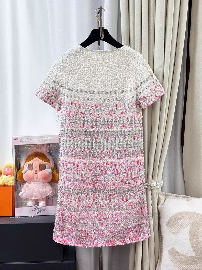 Chanel Chanel Jacquad gradient shiny silk woven short-sleeved dre Size XXS / US 00 / IT 34 - 2 Thumbnail