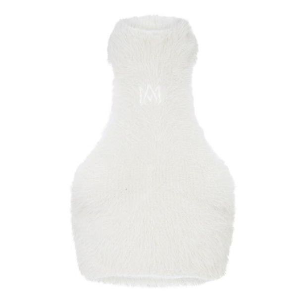 Amiri o1g2r1mq0824 Furry Halter Tops in White Size S / US 4 / IT 40 - 1 Thumbnail