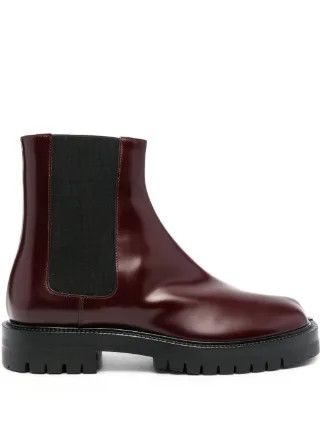 Maison Margiela o1w1db10825 Tabi Chelsea Leather Boots in Burgundy Size US 7 / EU 40 - 1 Preview