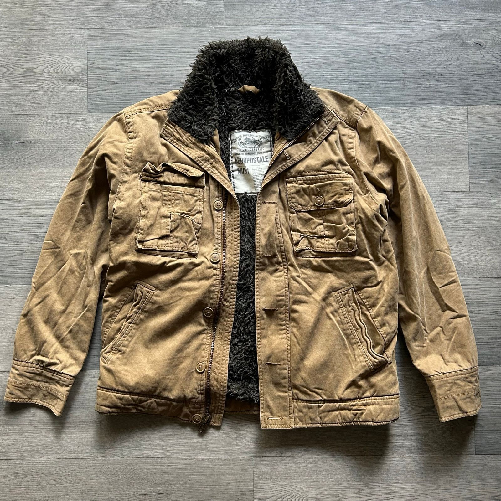 Aeropostale Vintage y2k Aeropostale Sherpa Lined Canvas Military Jacket Size US M / EU 48-50 / 2 - 2 Thumbnail