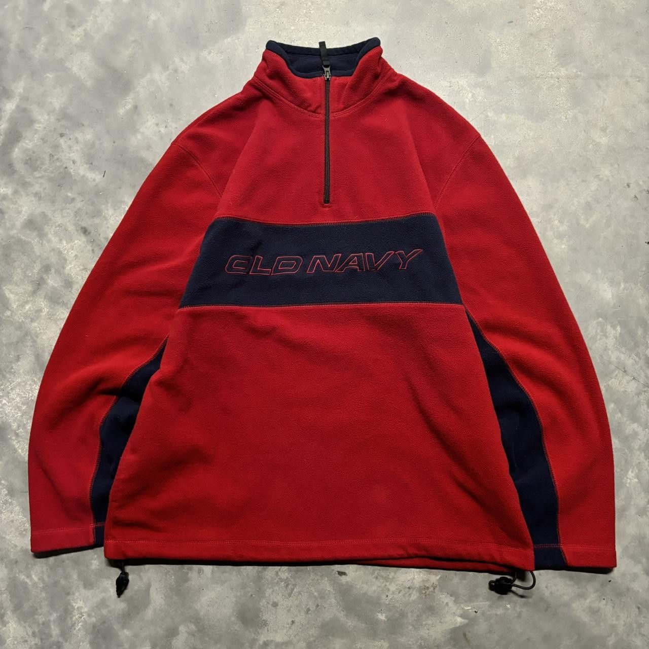 Old Navy × Vintage Crazy Vintage Y2K/2000s Red Old Navy Spellout Gorpcore Fleeces Essential Quarter Zip Sweatshirt! Size US L / EU 52-54 / 3 - 1 Thumbnail