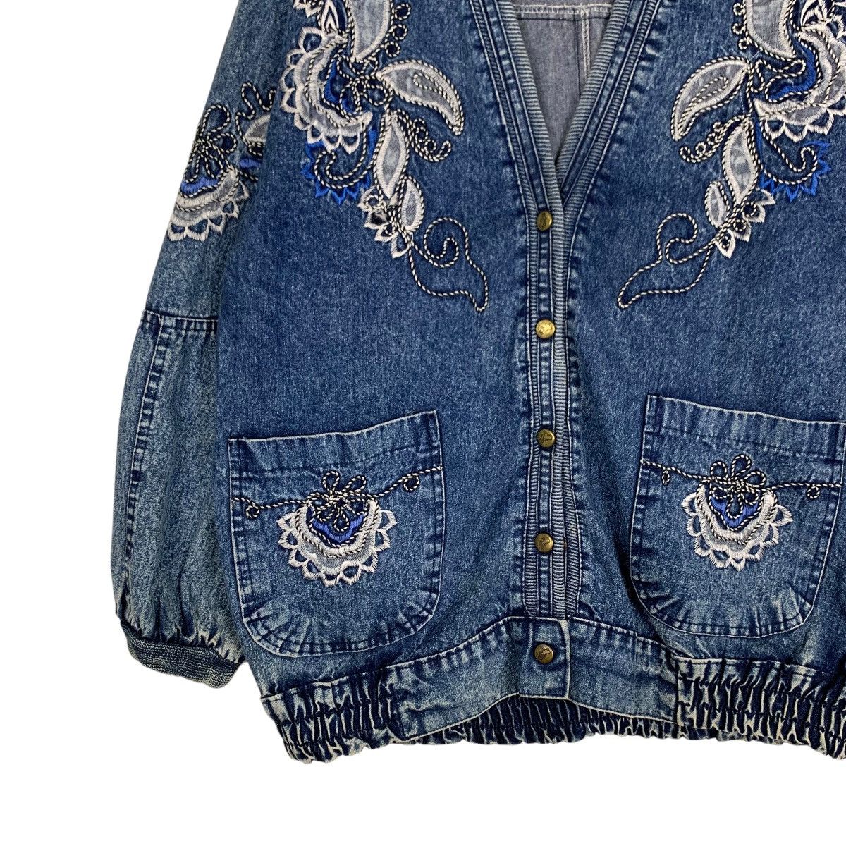 Vintage SILLOAM Denim Cardigan Casual Jacket #1525-C68 Size L / US 10 / IT 46 - 3 Thumbnail