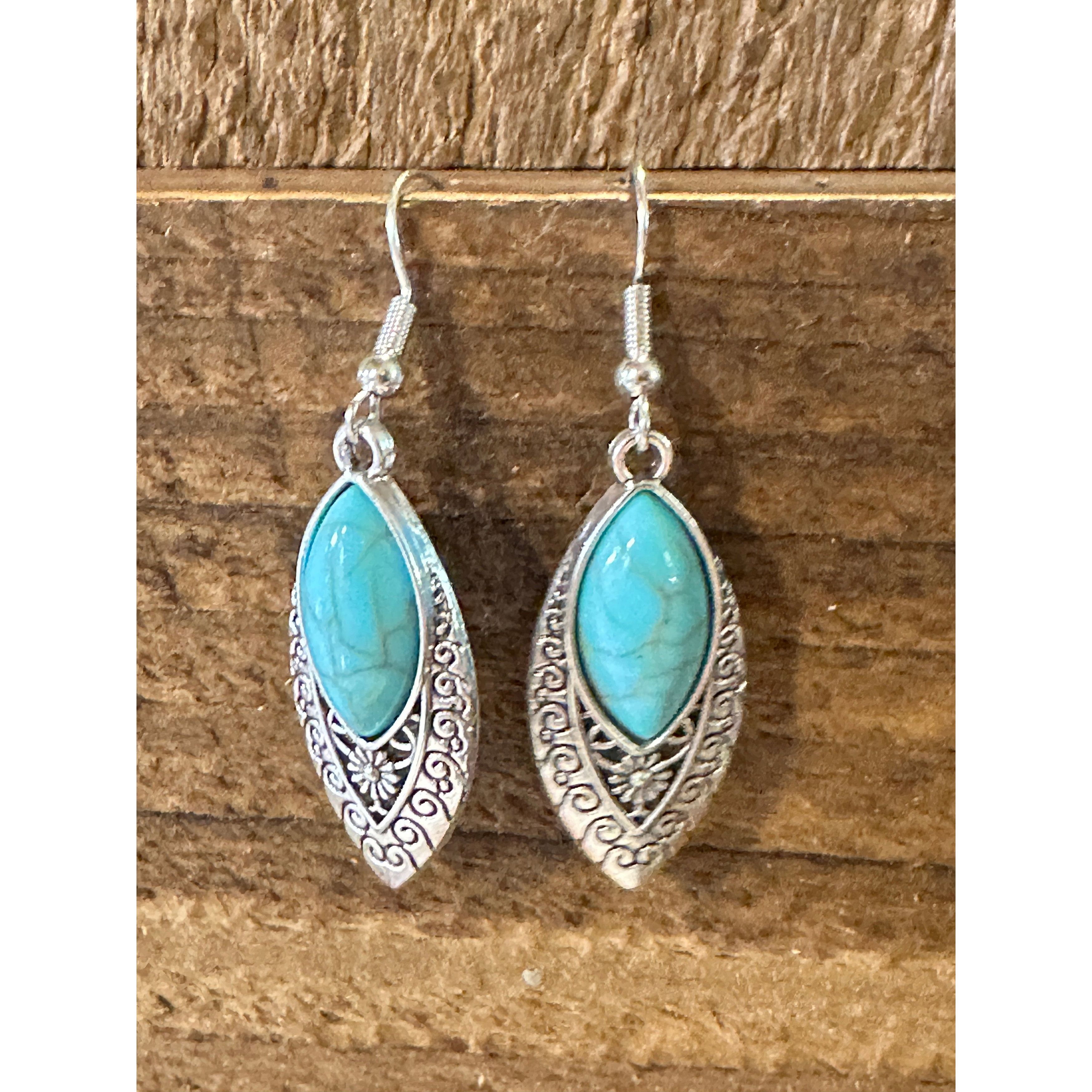 Other Boho Vintage Chic Southwestern Dangle Wire Earrings, Turquoi Size ONE SIZE - 3 Thumbnail