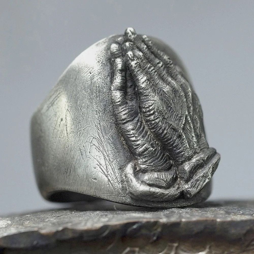 Vintage Retro Praying Hands Ring Size ONE SIZE - 1 Thumbnail