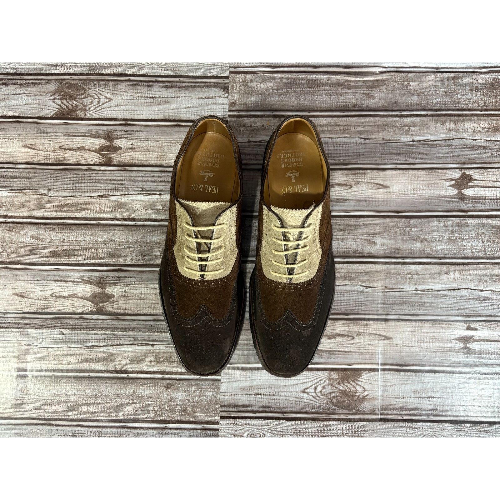Brooks Brothers Peal Co X Brooks Brothers Suede Wingtip Oxford Shoes Sz 12 D Size US 12 / EU 45 - 2 Thumbnail