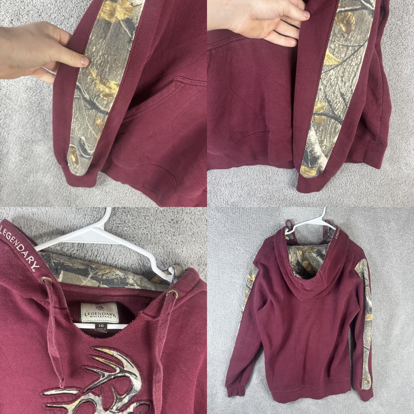 Vintage Legendary Whitetails Hoodie Mens Large Red Camo Antler Fleece Pullover Hunting Size US L / EU 52-54 / 3 - 8 Thumbnail