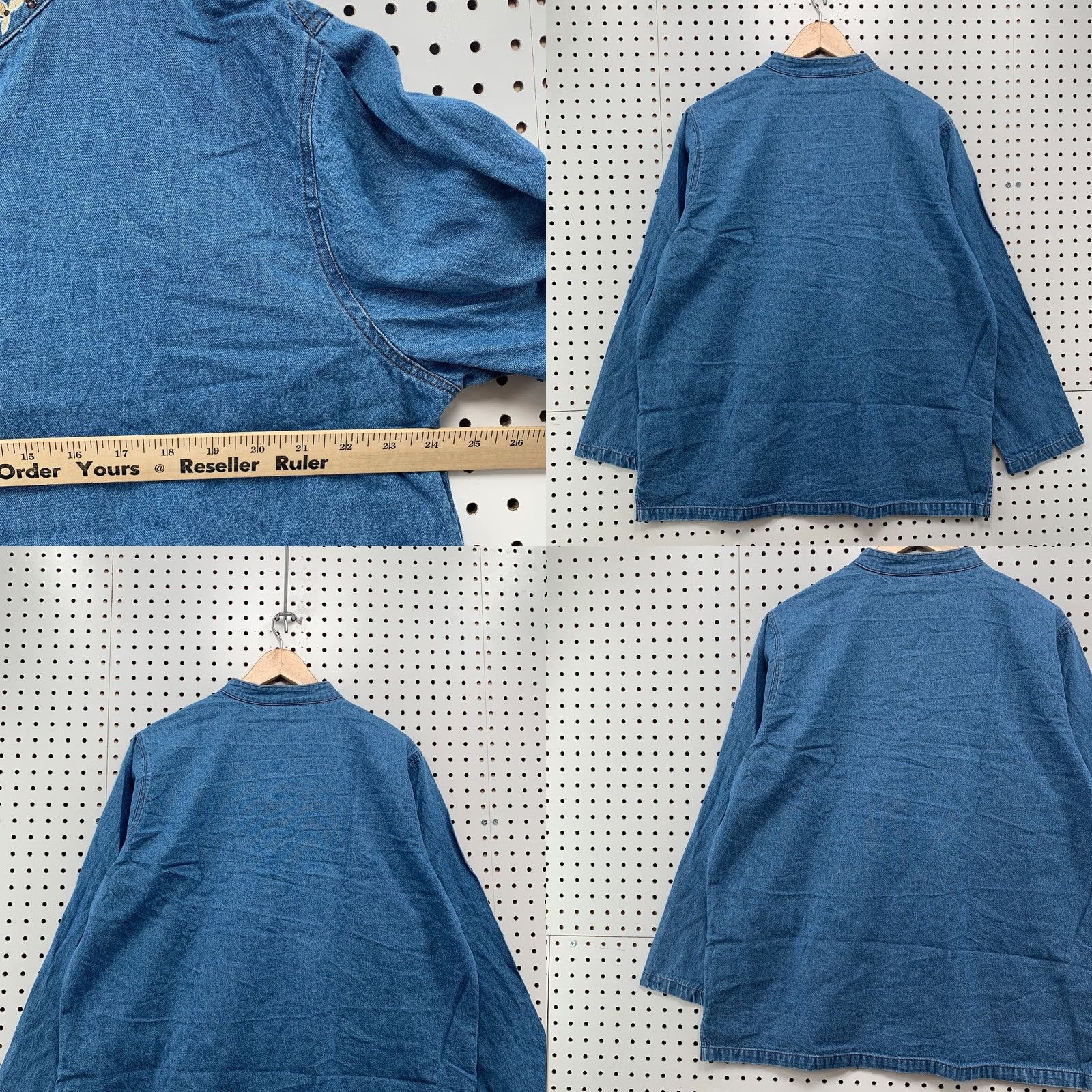 Haband Haband Tudor Court Denim Button Jacket Womens XL Long Sleeve Embroidered Floral Blue Denim Jacket Size XL / US 12-14 / IT 48-50 - 9 Thumbnail