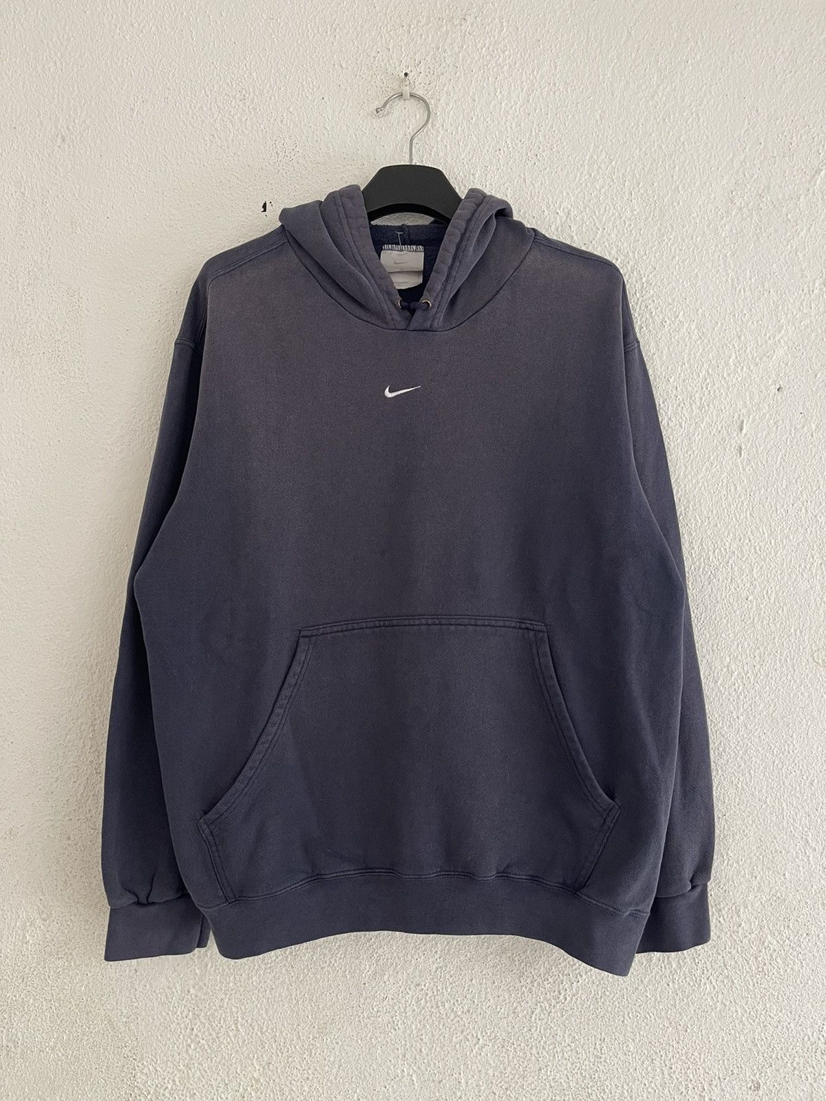 Nike Faded Vintage Y2K Nike Center Swoosh Hoodie Grey Tag Size US M / EU 48-50 / 2 - 1 Thumbnail