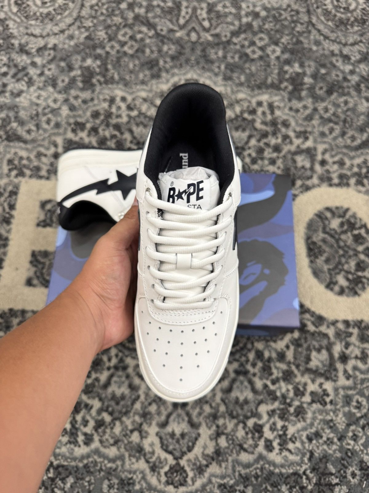 Bape × JJJJound JJJJound A Bathing Ape Bapesta White/Navy FAST SHIPPING Size US 5 / EU 37 - 5 Thumbnail