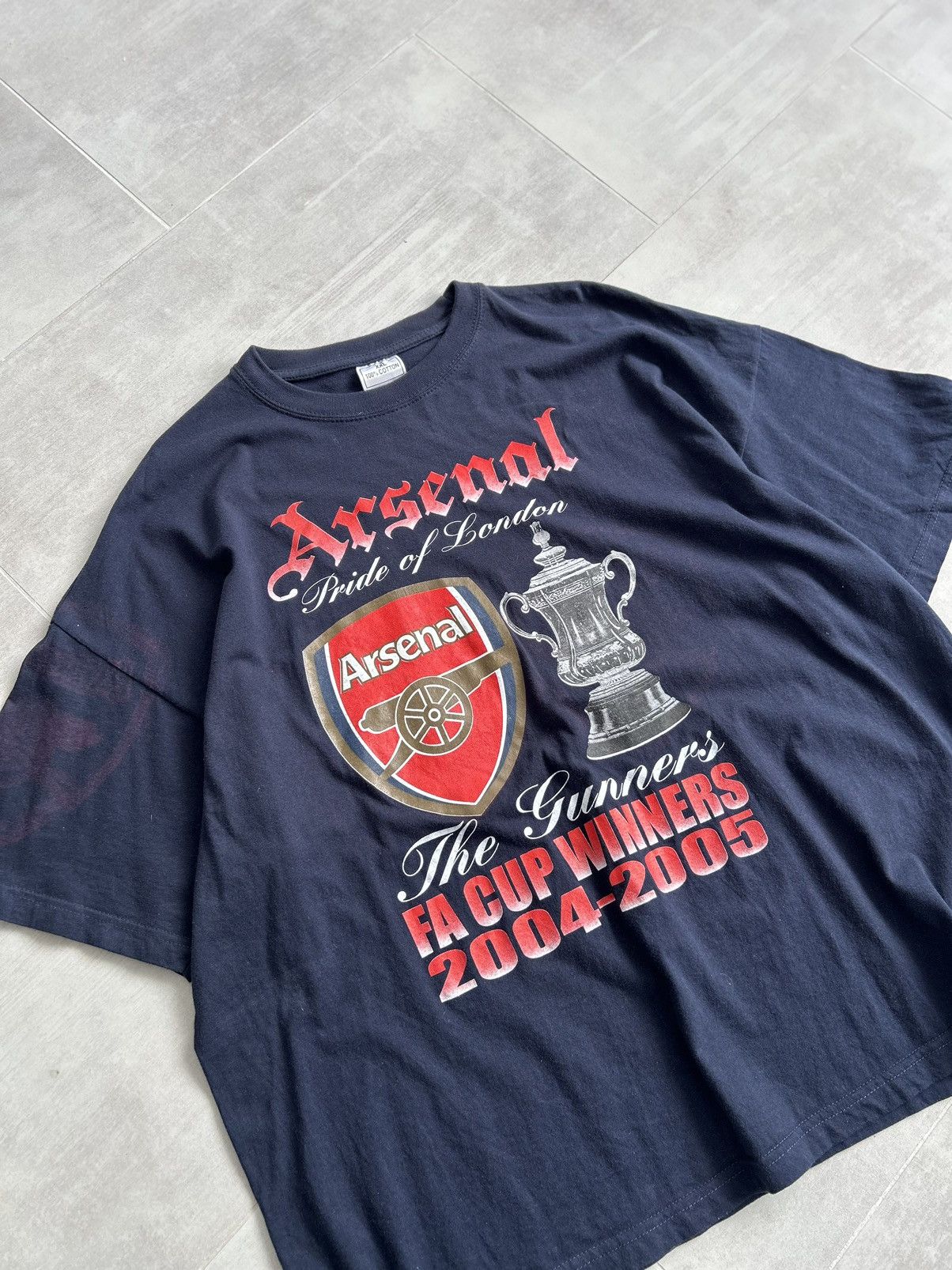Vintage Vintage Arsenal Double Winners Champions Football T-Shirt Size US XXL / EU 58 / 5 - 4 Thumbnail