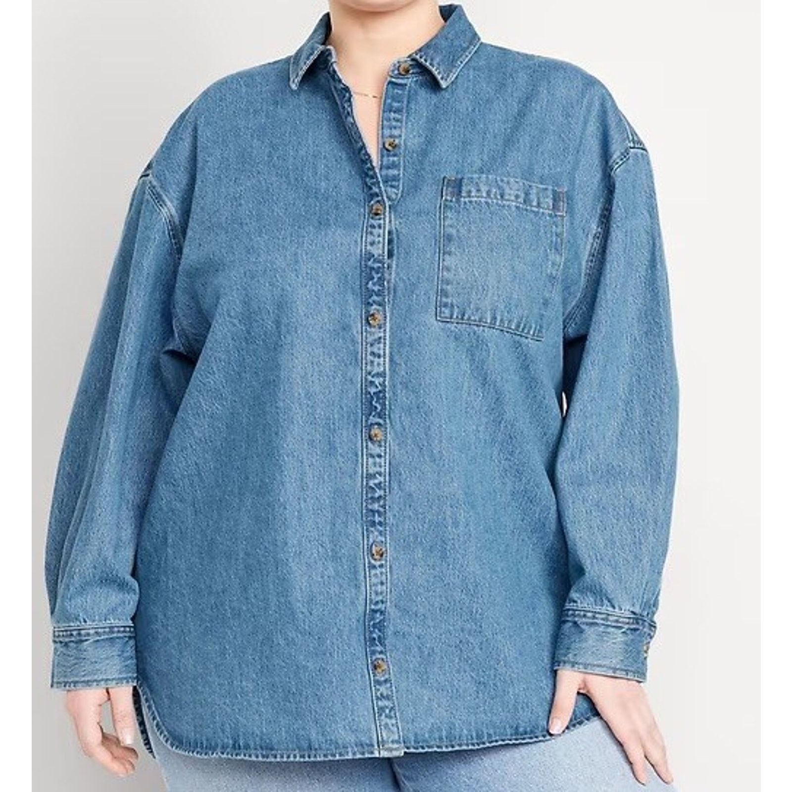 Old Navy Old Navy Medium Tall Oversized Boyfriend Denim Shirt NWT Size M / US 6-8 / IT 42-44 - 2 Thumbnail
