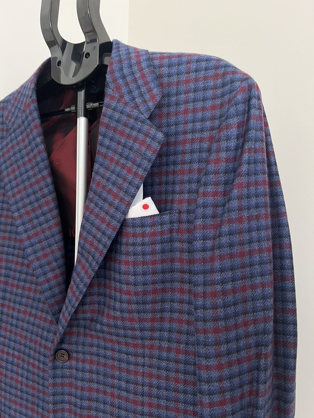 Barneys New York × Kiton Kiton Blue & Red Check Cashmere Blazer Size 44R US / 54R IT Size 44R - 3 Thumbnail