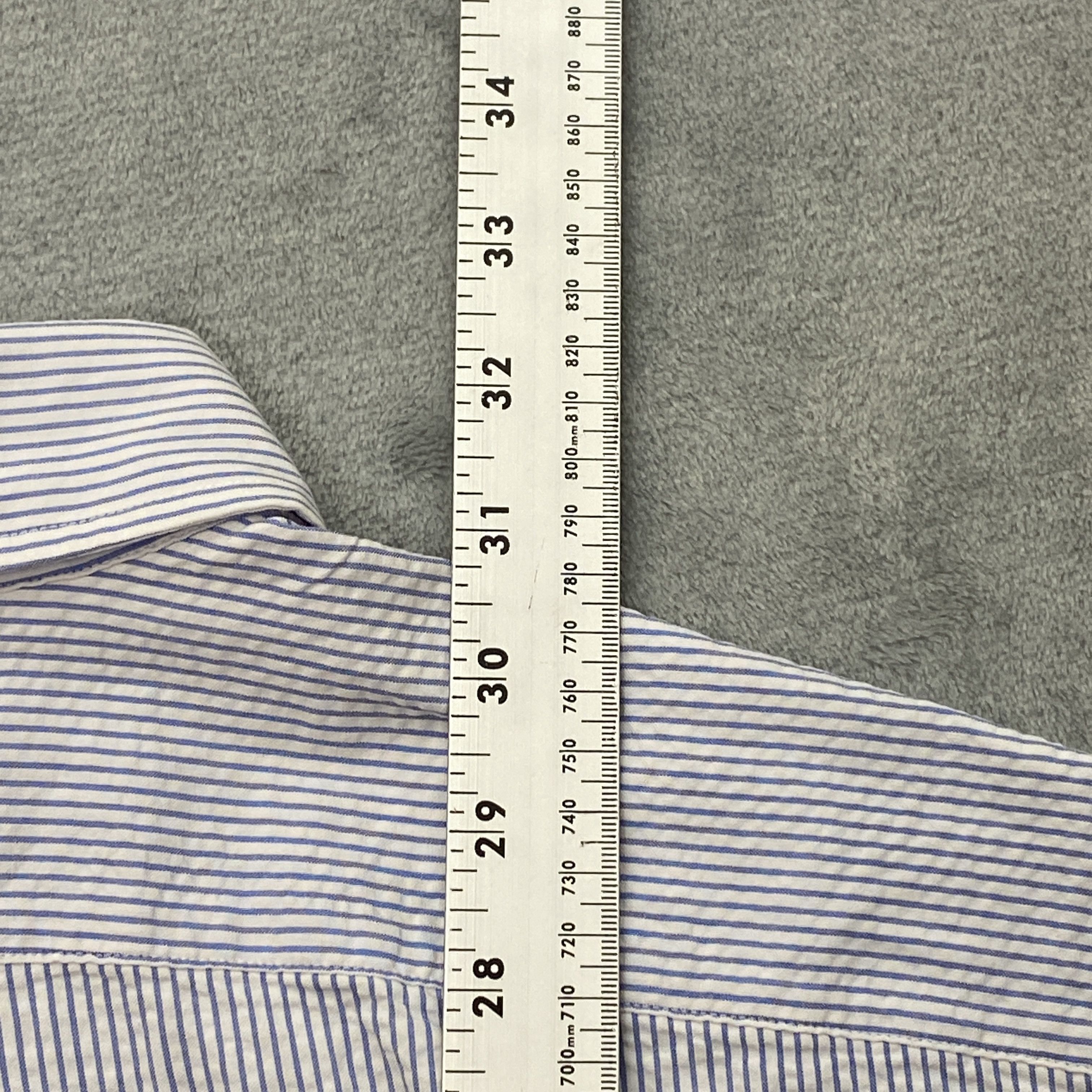 Hamilton Shirts SEERSUCKER Shirt Men XL Blue Striped Puckered Short Sleeve Size US XL / EU 56 / 4 - 10 Thumbnail