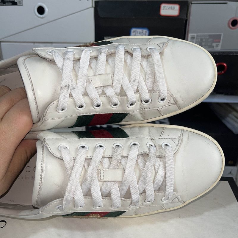 Gucci Gucci Ace White Green Fashion Sneakers for Men Size US 8 / EU 41 - 6 Thumbnail
