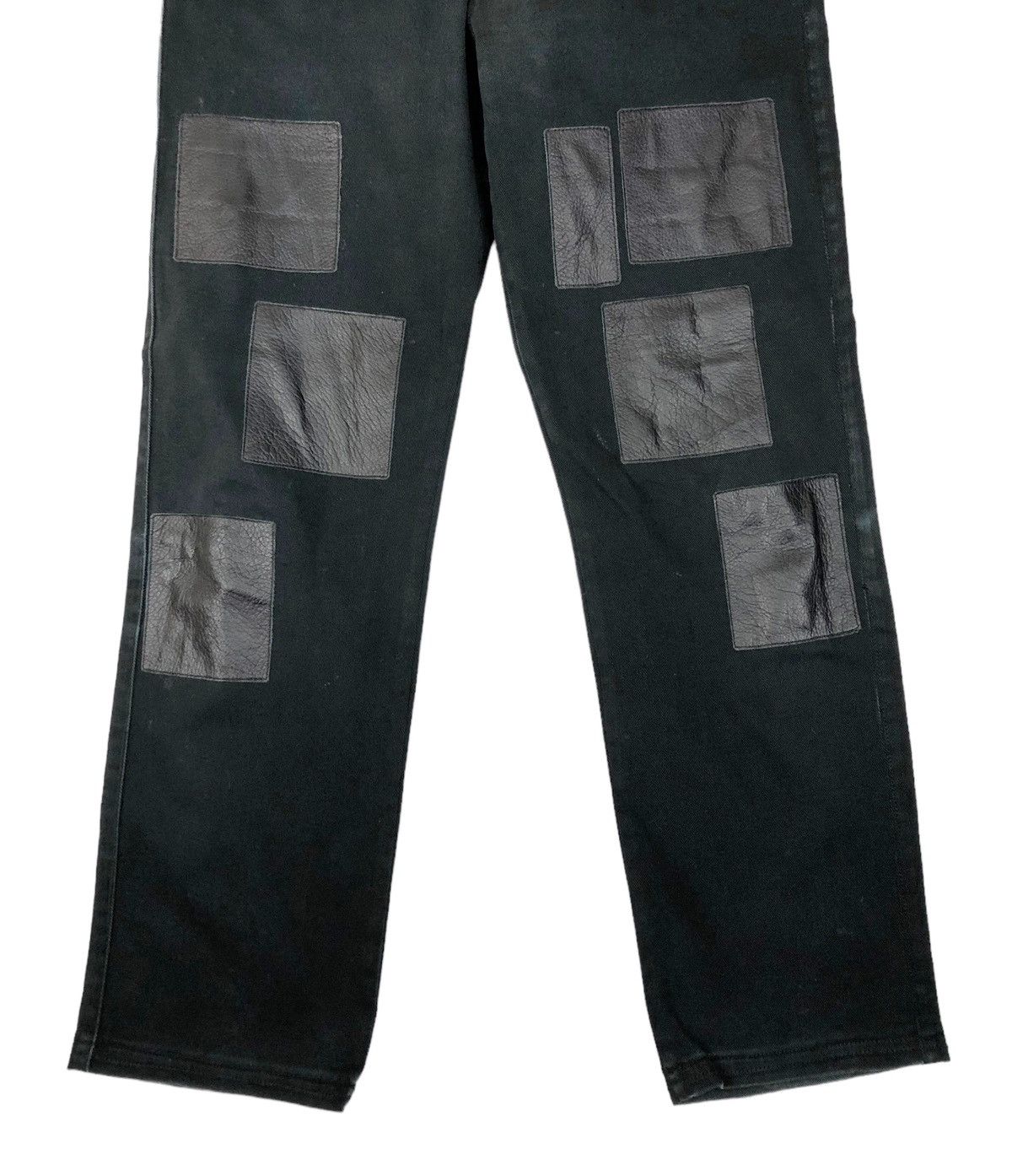 Japanese Brand Japanese Brand Unbrand Black Leather Patchwork Denim Jeans Size US 31 - 4 Thumbnail