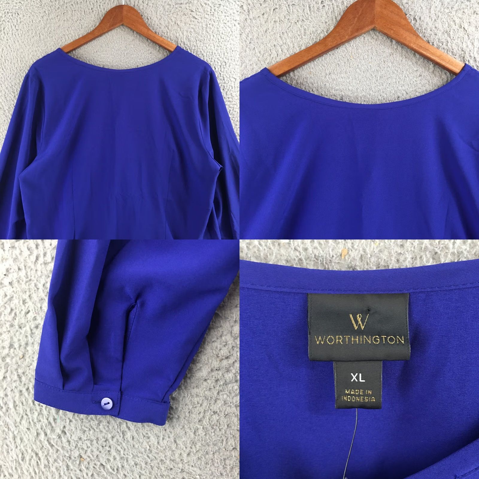 Worthington Worthington Blouse Womens XL Blue Button Front Long Sleeve V Neck Casual Top NEW Size XL / US 12-14 / IT 48-50 - 8 Thumbnail