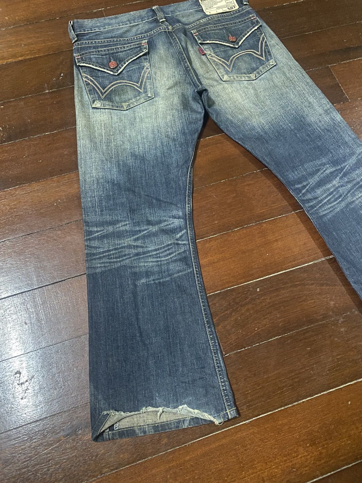 If Six Was Nine Japanese Edwin 503 Flared Jeans Distressed Jeans mud wash Size US 37 - 10 Thumbnail