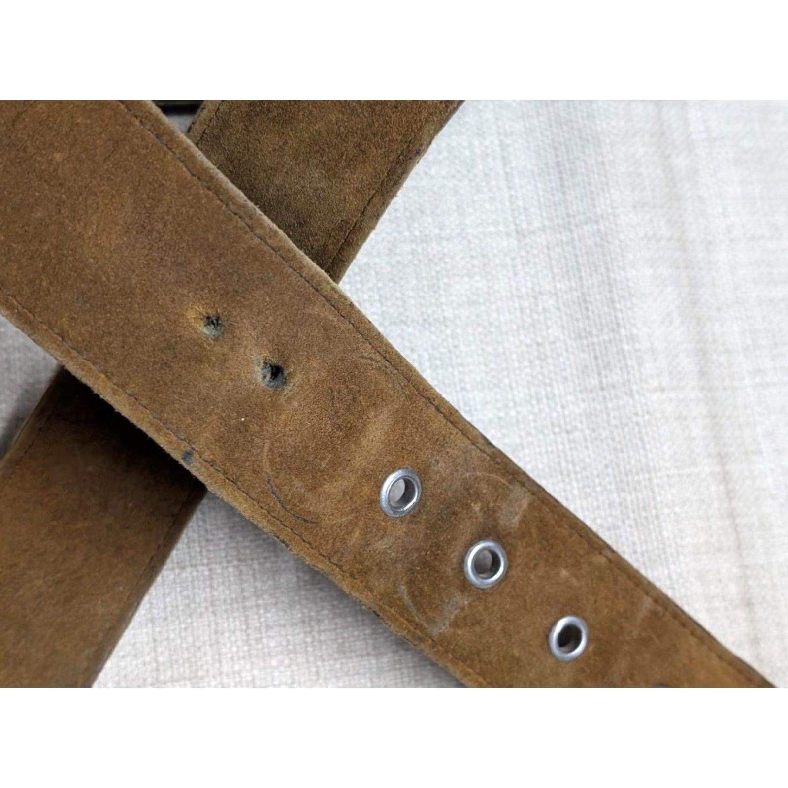 Vintage vintage western belt Handcrafted brown Leather 36 belt Buckle SUEDE Cowhide 1-7/8" wide Men Mens Size 36 - 7 Thumbnail