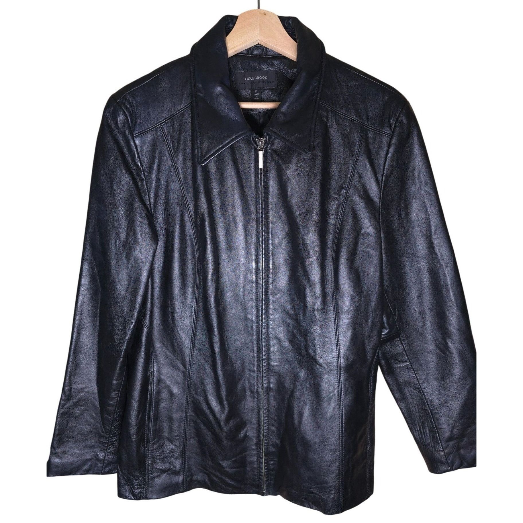 Vintage Colebrook Essentials Mens Black Leather Jacket XL Size US XL / EU 56 / 4 - 1 Thumbnail
