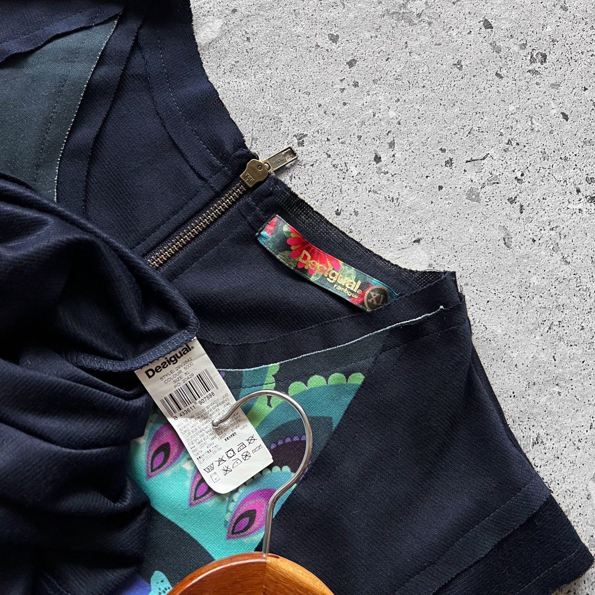 Designer × Desigual Desigual Womens Graphic Sheath Dress Navy Blue Zipper Size XL / US 12-14 / IT 48-50 - 4 Thumbnail