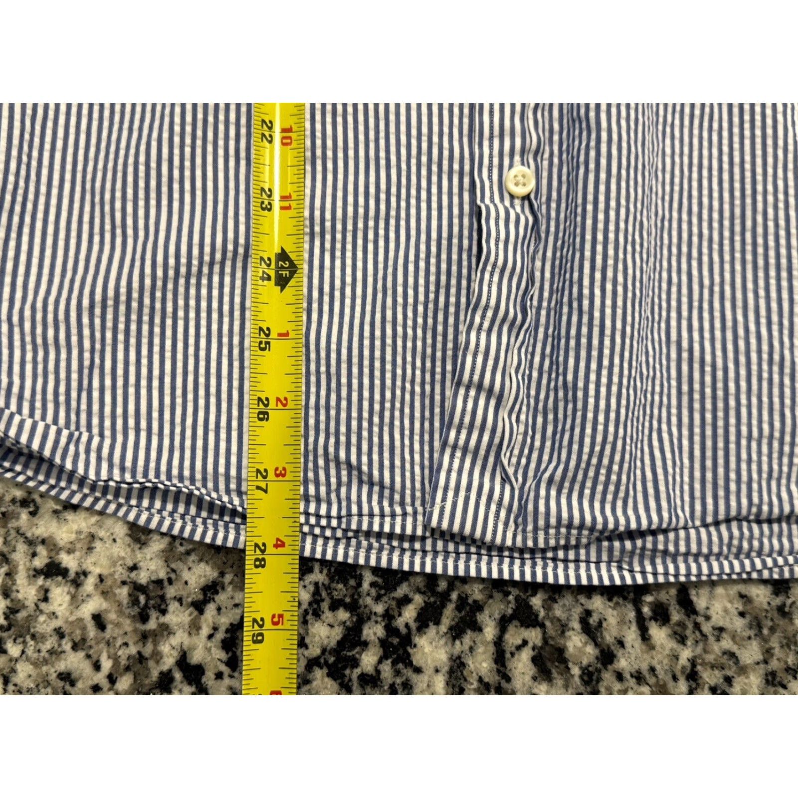 Ralph Lauren Ralph Lauren Untucked Fit Shirt Mens Large Blue Striped Seersucker Short Sleeve Size US L / EU 52-54 / 3 - 2 Thumbnail
