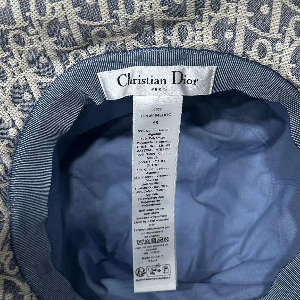 Dior Dior Blue&White All Over Print Denim Fisherman Hat Size ONE SIZE - 5 Thumbnail