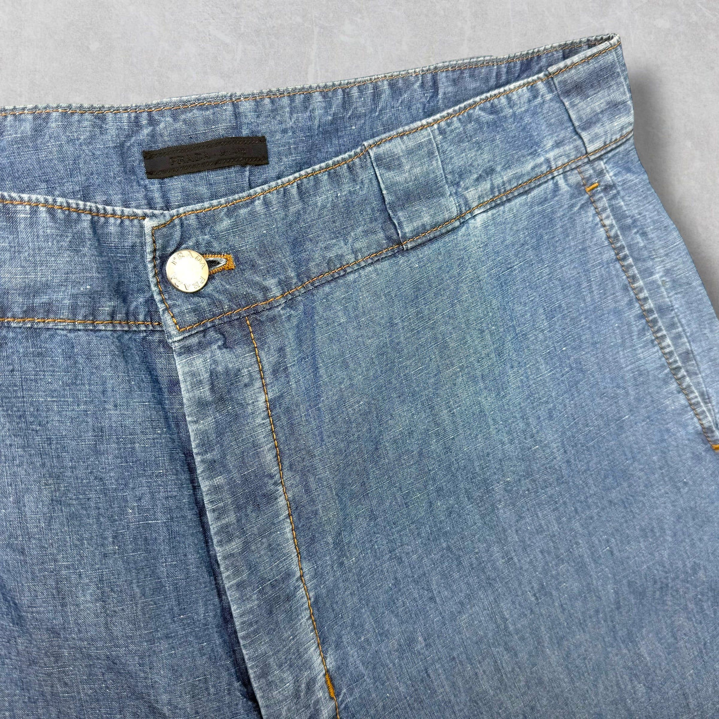 Prada Prada Triangle Logo Plate Denim Bermuda Shorts 52 (36) Size US 36 / EU 52 - 3 Thumbnail