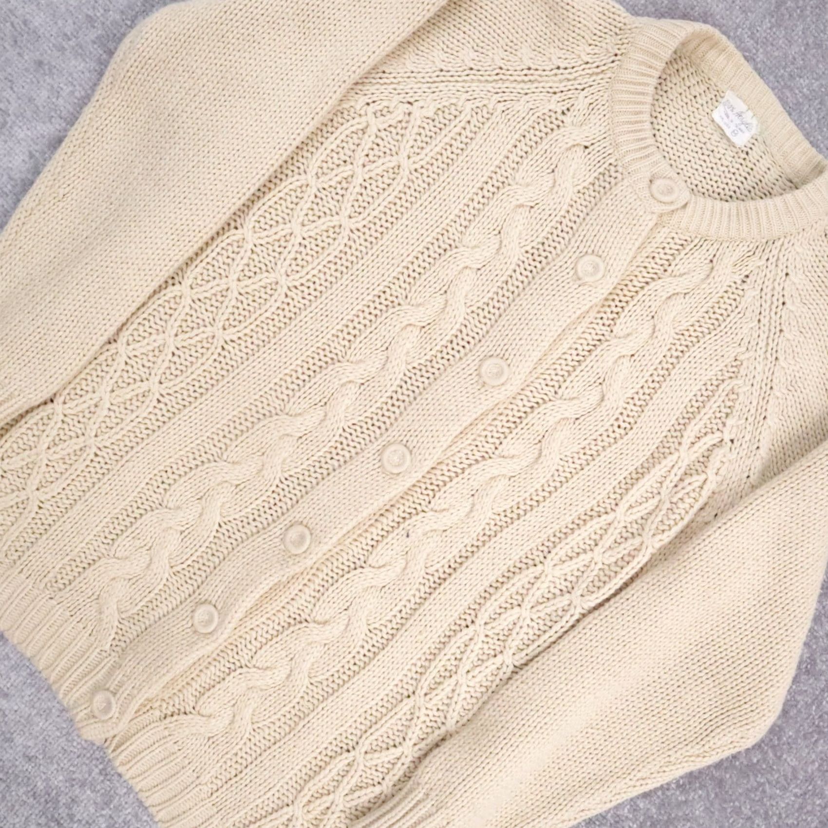Vintage VINTAGE Beige Cable Knit Cardigan Sweater Long Sleeve Womens M Size M / US 6-8 / IT 42-44 - 6 Thumbnail