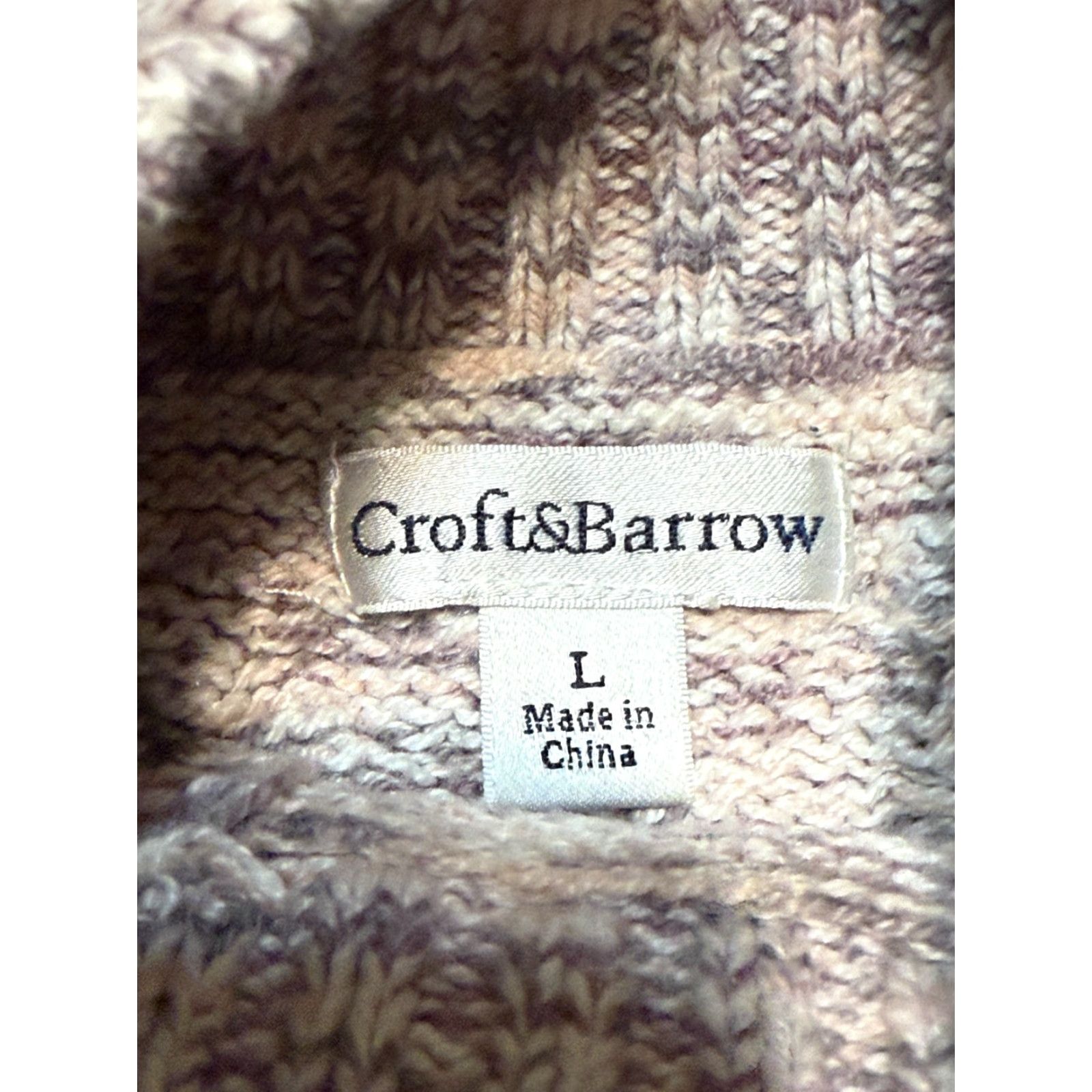 Croft & Barrow Croft & Barrow Sweater Women’s Large Gray Pink Crewneck Pullover Knit Cotton Regular Fit Casual Pullover Fall Winter Spring Summer Size L / US 10 / IT 46 - 5 Thumbnail