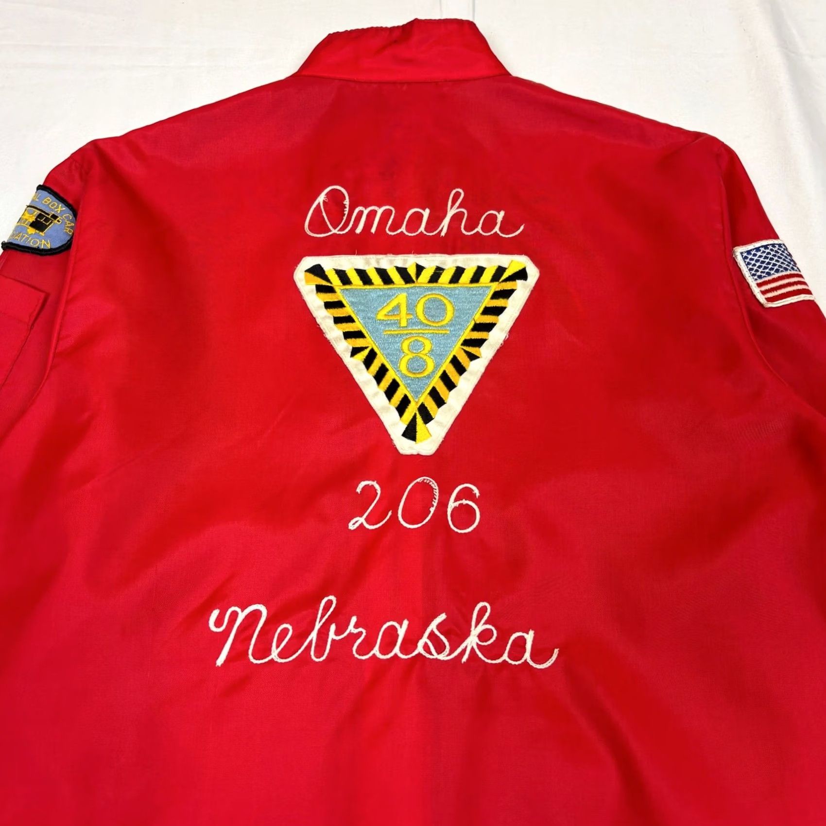 Vintage VINTAGE NBCA Jacket Windbreaker Zip Racing Chain Stitch Men's L 206 Omaha Vet Red Size US L / EU 52-54 / 3 - 6 Thumbnail