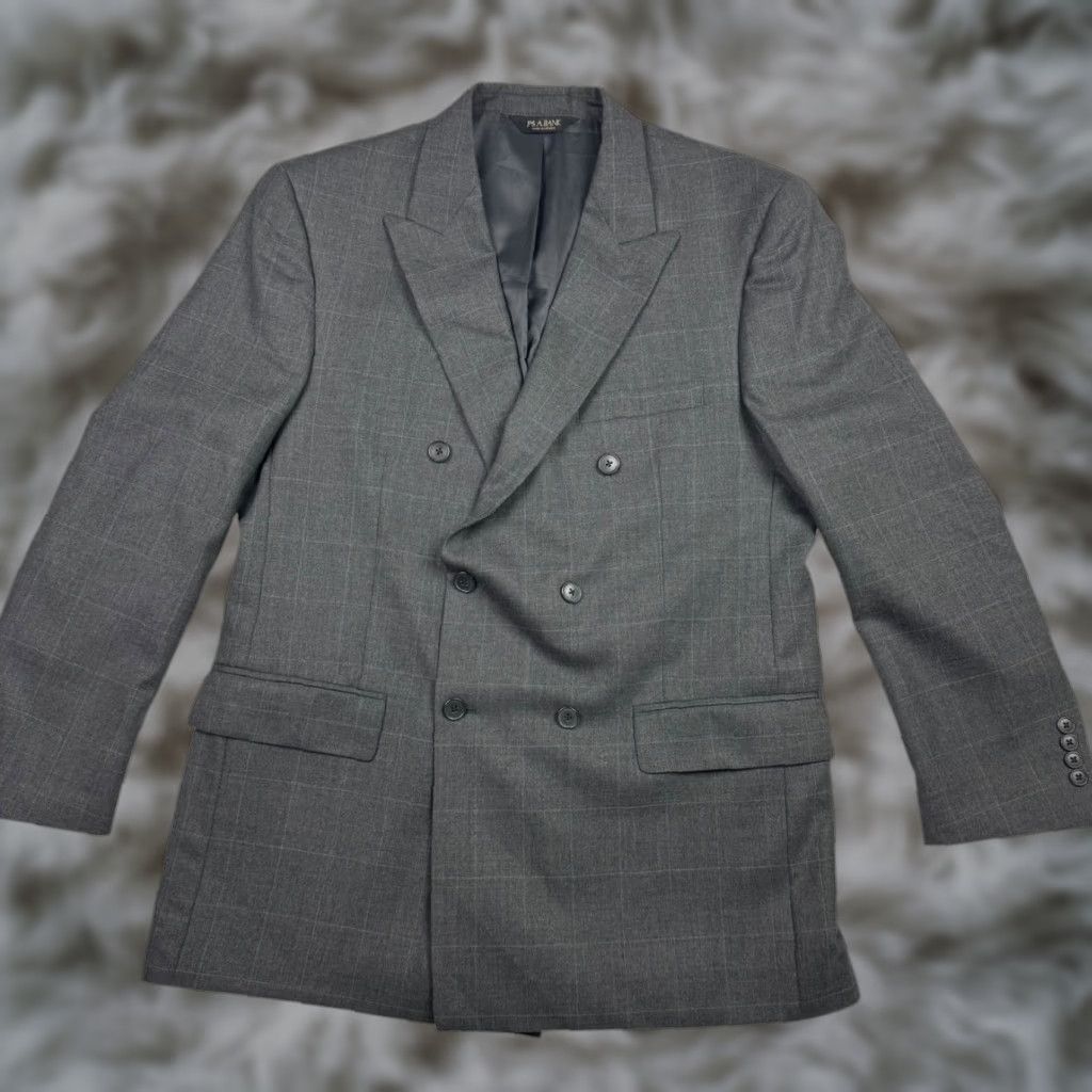 Jos. A. Bank VINTAGE Jos. A. Bank Wool Double-Breasted Jacket Blazer Gray 41R Mens Regular Blazer Jacket Wool Gray 41R Mens Size 42R - 1 Thumbnail