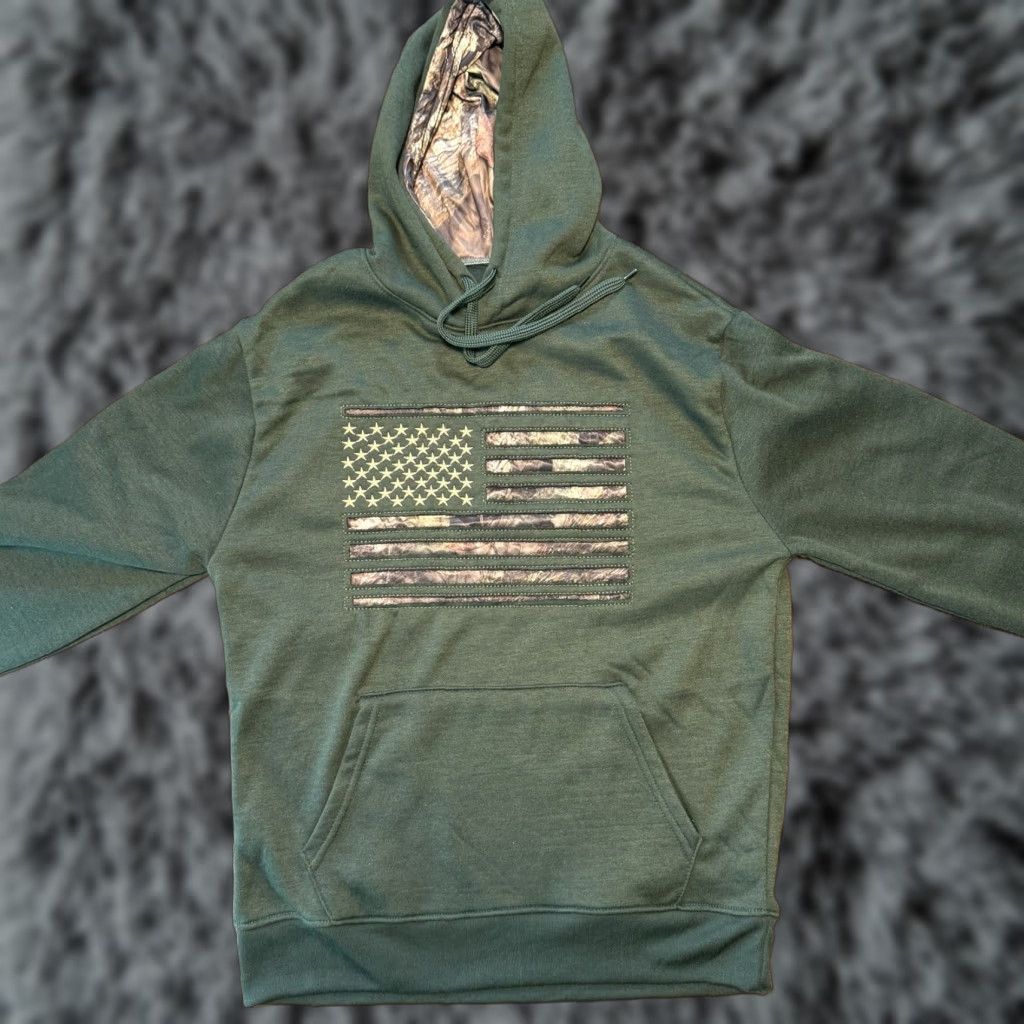 Vintage Mossy Oak Hoodie Mens Medium Green Camo Flag Pullover Hooded Sweatshirt Outdoors Size US M / EU 48-50 / 2 - 1 Thumbnail