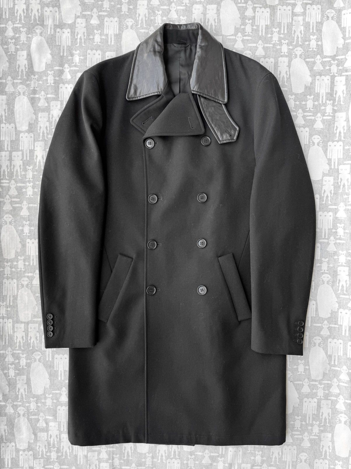Helmut Lang AW00 ballistic car coat with leather collar | Grailed