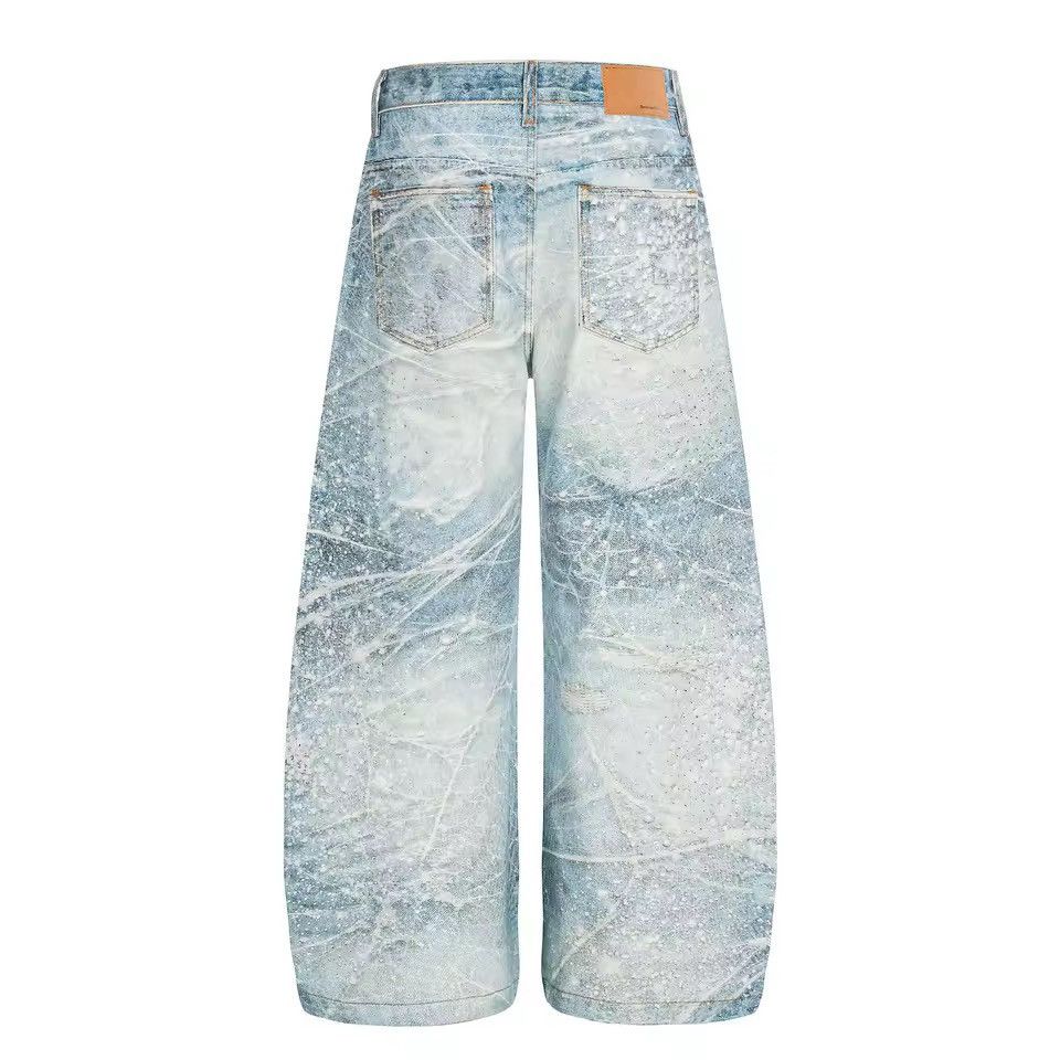 Jean Streetwear Baggy Rhinestone Loose Pants Jeans Size US 32 / EU 48 - 7 Thumbnail
