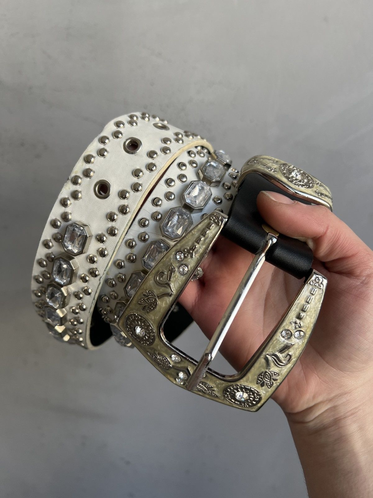 B.B. Simon Hysteric glamour style leather rhinestones leather belt y2k Size ONE SIZE - 5 Thumbnail