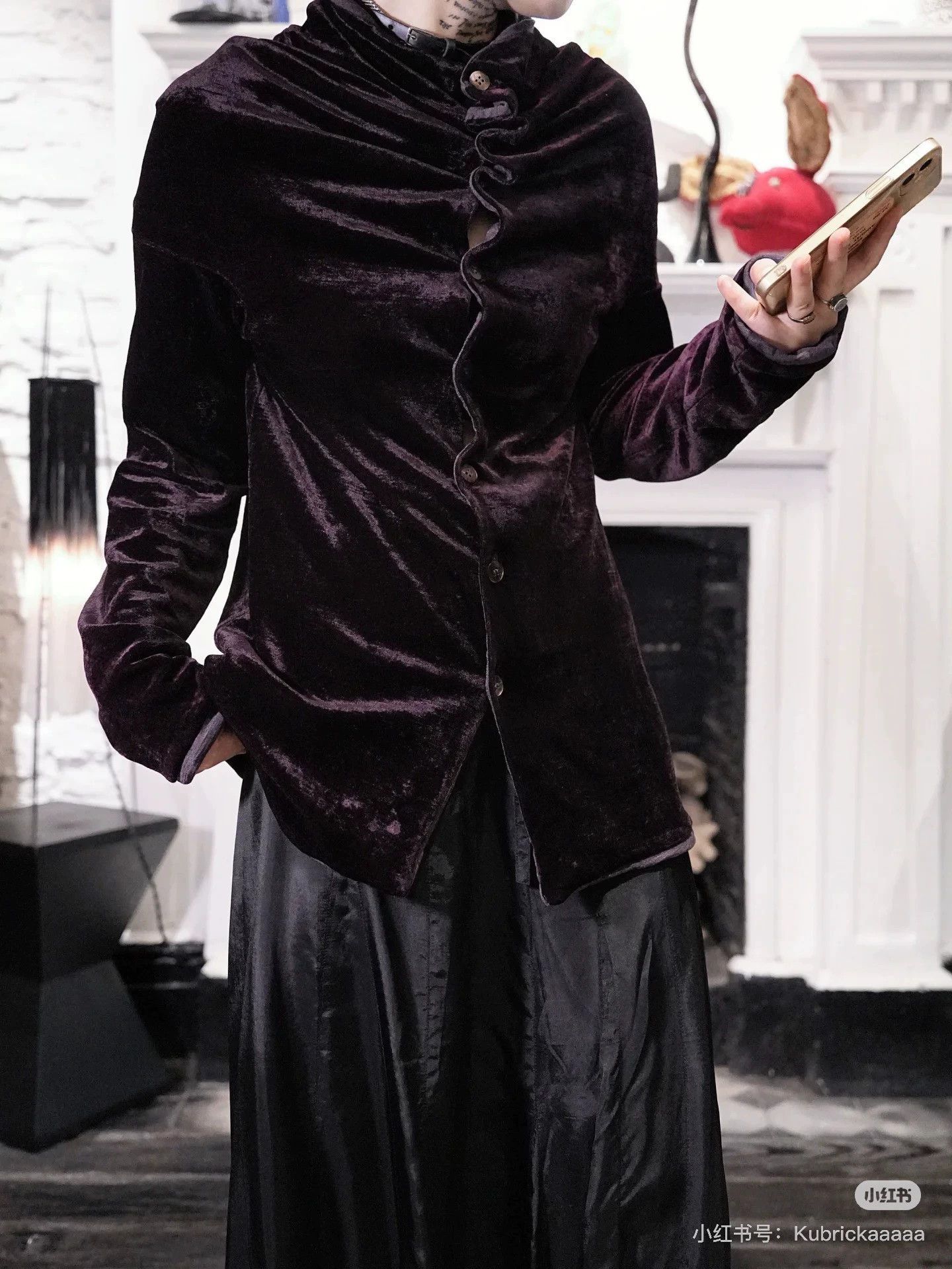 Comme des Garcons Comme des Garçons Blue Velvet Stacked Collar Jacket Size S / US 4 / IT 40 - 9 Thumbnail