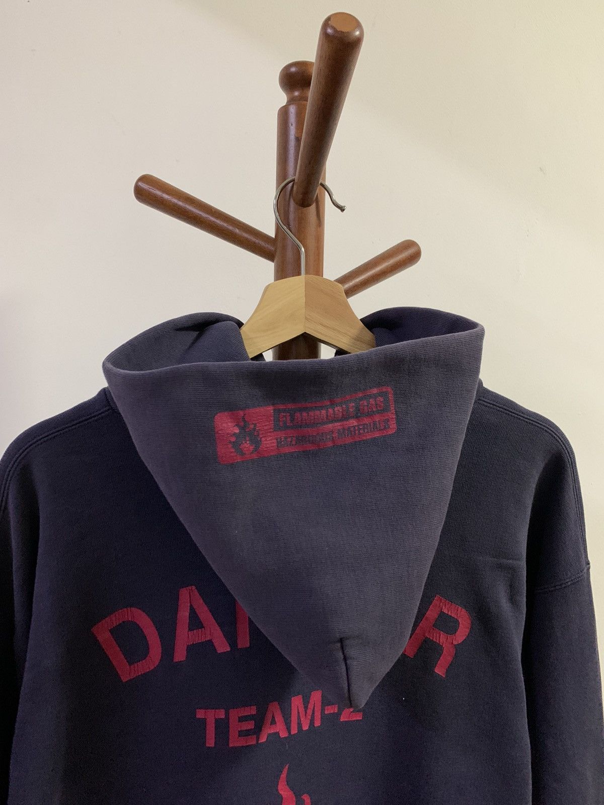Vintage Vintage Fire Fighter spellout Distressed Hoodie Size US L / EU 52-54 / 3 - 14 Thumbnail