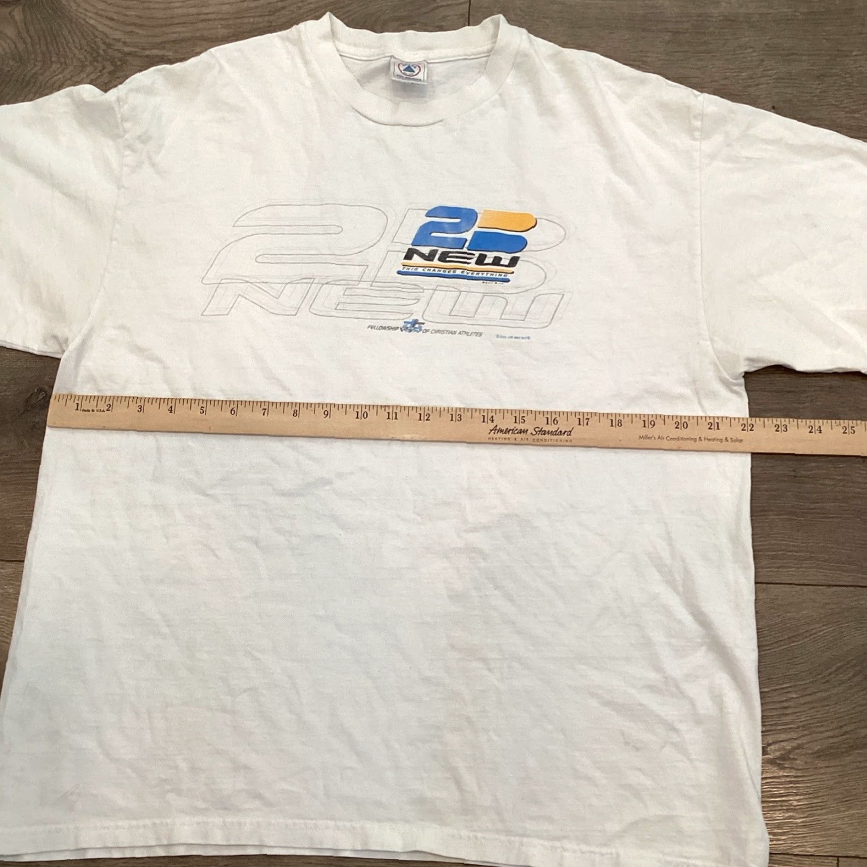Delta VINTAGE Y2K Delta Fellowship Christian T-Shirt Adult XL White Mens Size US XL / EU 56 / 4 - 4 Thumbnail