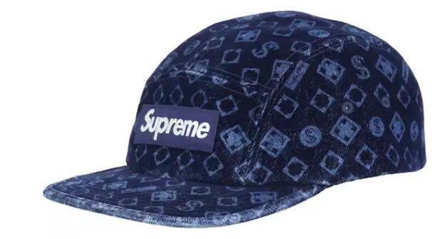 Supreme Supreme Flocked Denim Camp Cap Blue Sz Adjustable Size ONE SIZE - 1 Thumbnail