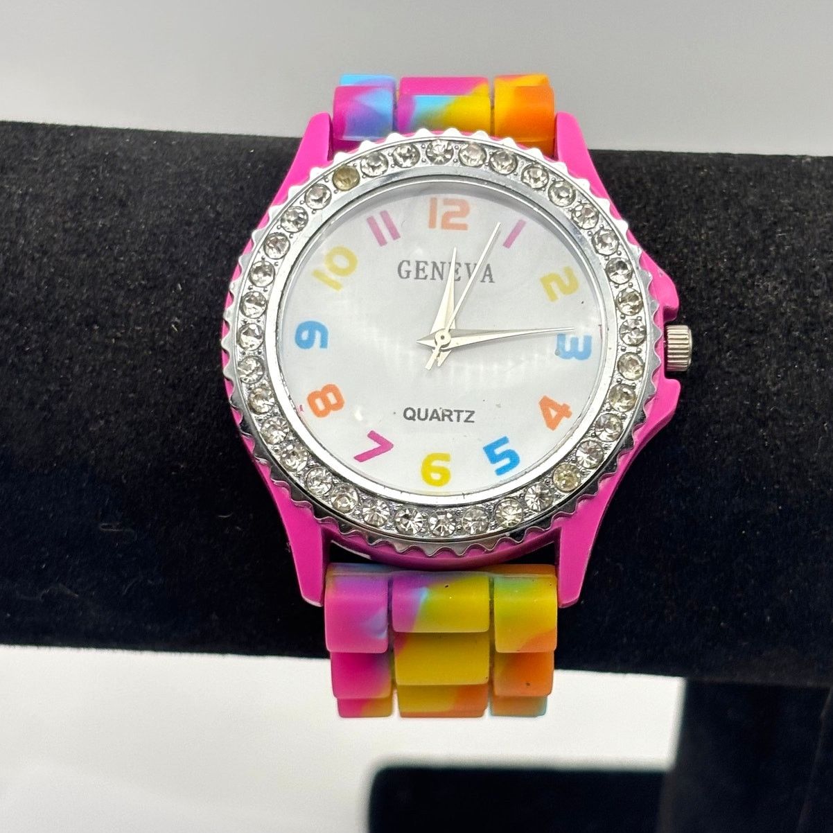 Geneva Pink & Blue Crystal Geneva Men's Watch Size ONE SIZE - 1 Thumbnail