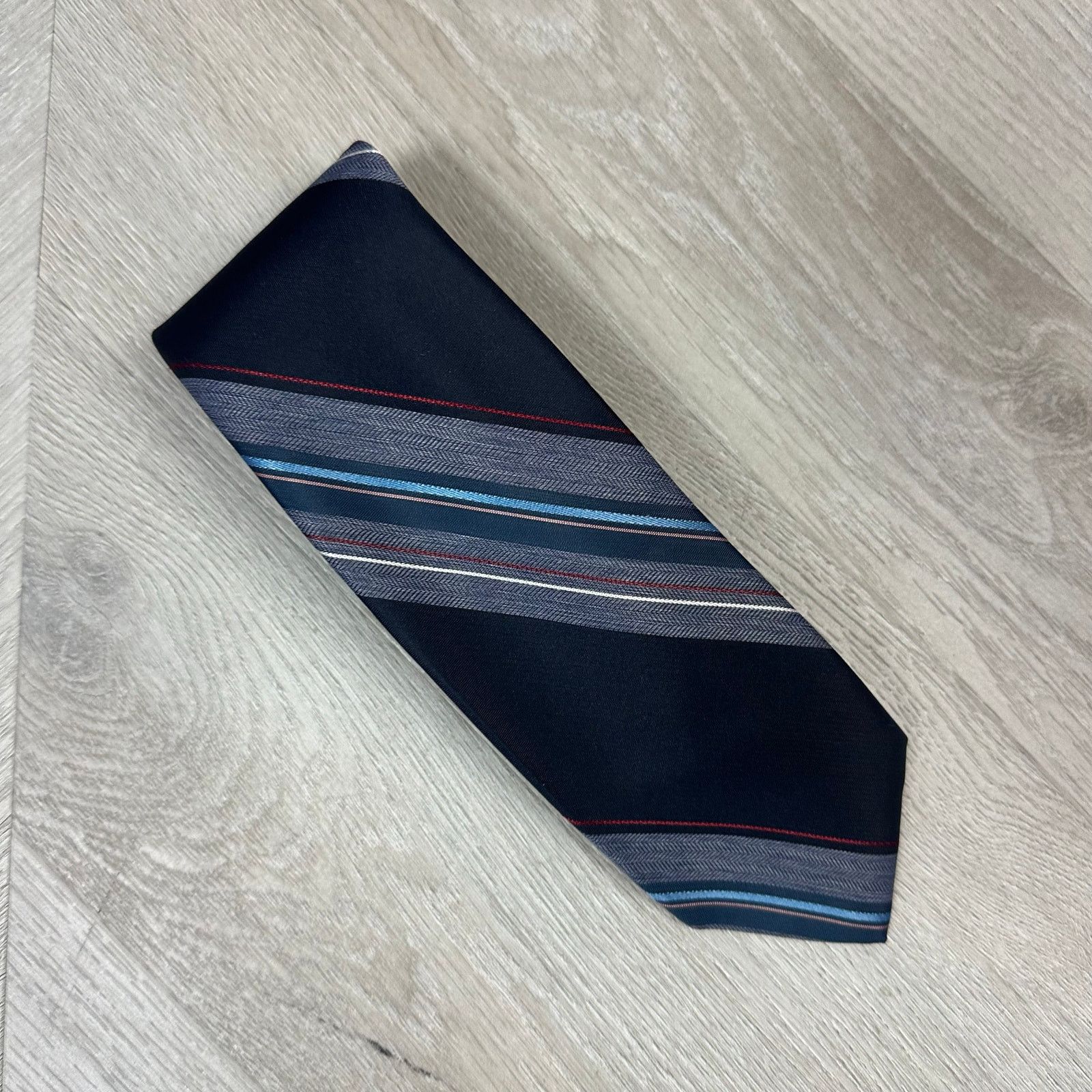 Other Vintage BDF Navy Blue Red Diagonal Stripe Tie Size ONE SIZE - 4 Thumbnail