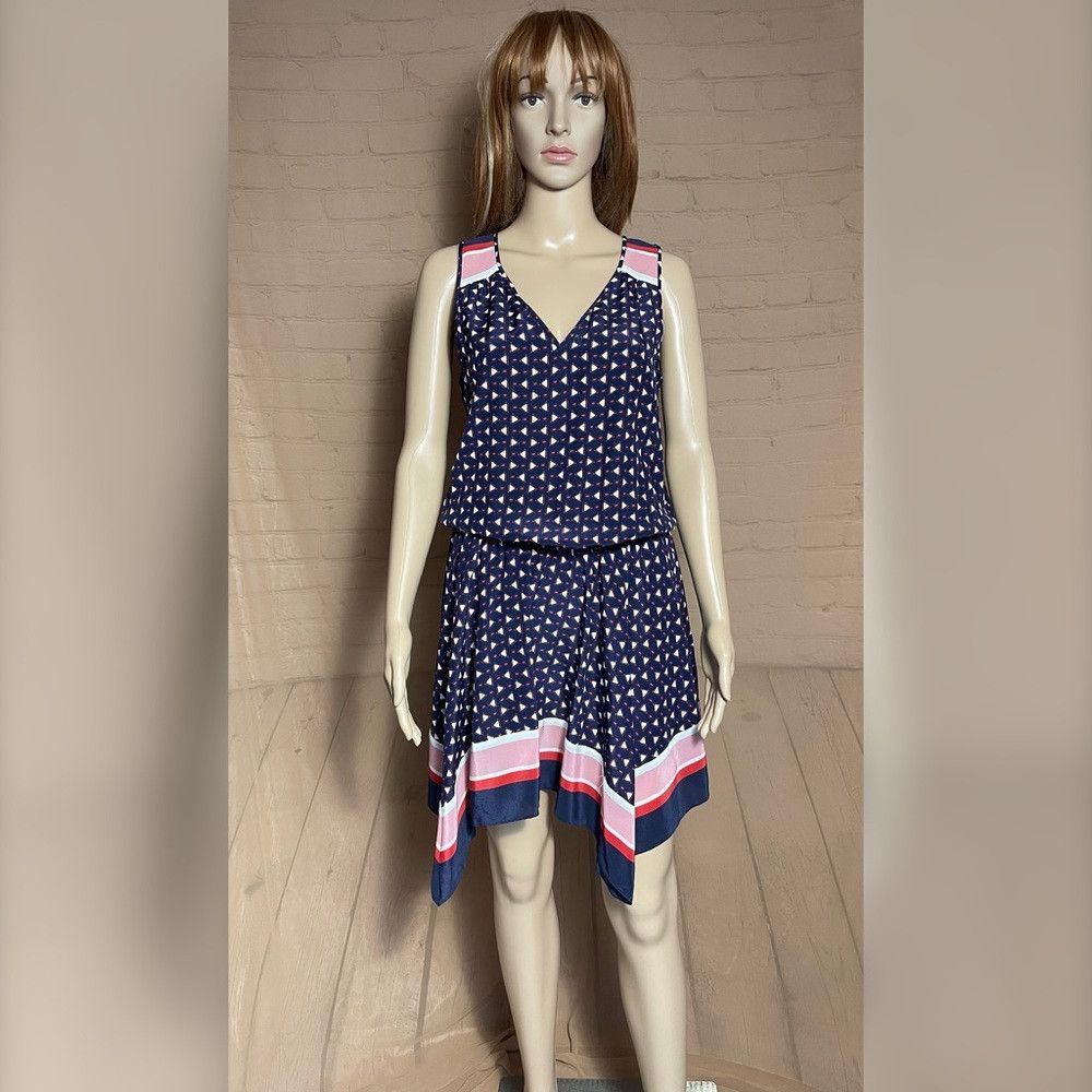 Joie NWT New $328 Joie Ginabel Silk Handkerchief Dress Blue Red Size S / US 4 / IT 40 - 2 Thumbnail