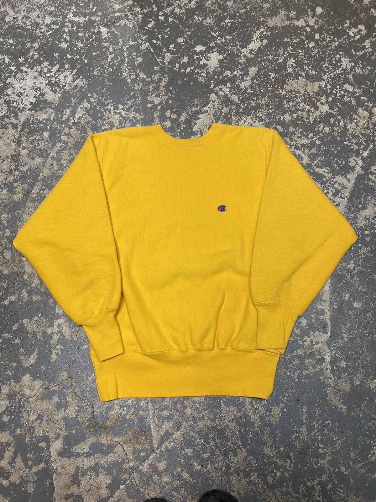 Champion × Vintage Vintage Champion Reverse Weave Yellow 90s Sweatshirt Size US M / EU 48-50 / 2 - 1 Thumbnail