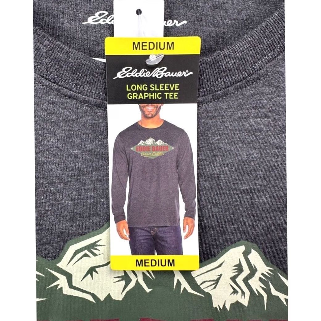 Eddie Bauer Eddie Bauer T-Shirt Mens Medium Asphalt Ridge Grey Graphic Long Sleeve Tee NEW Size US M / EU 48-50 / 2 - 7 Thumbnail