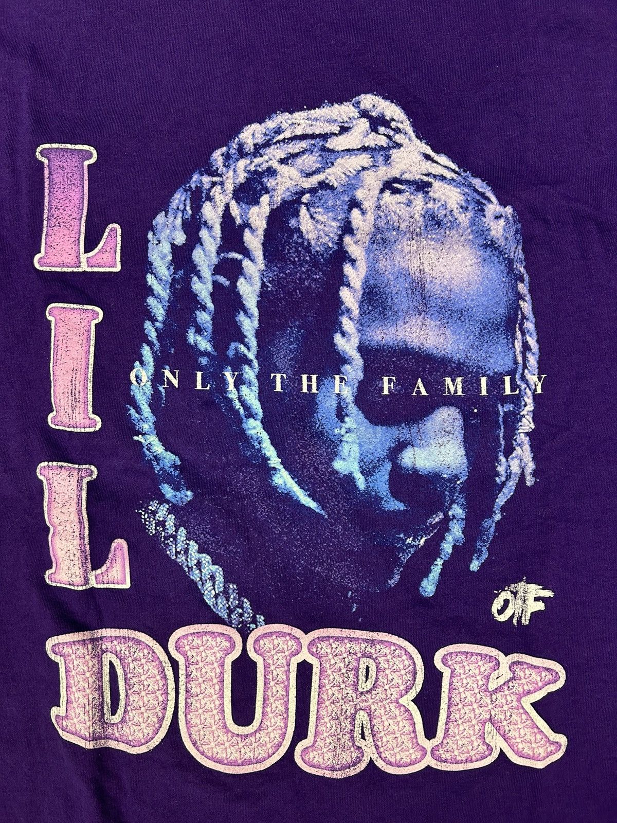 Rap Tees × Vintage Crazy Y2K Essential Purple Lil Durk Graphic Rap Tee Shirt Size US S / EU 44-46 / 1 - 2 Thumbnail