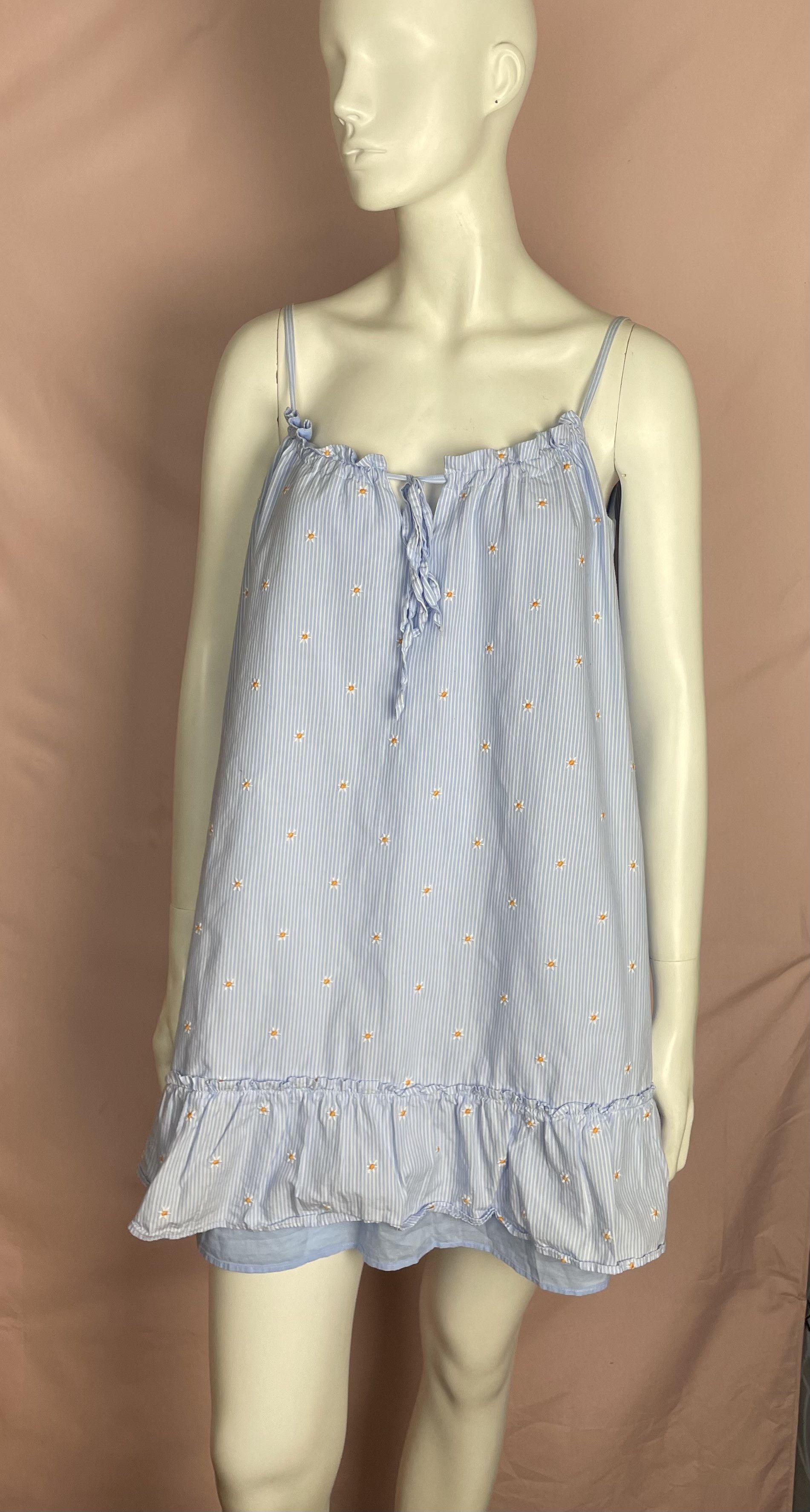 Sezane Sezane Blue Sido Pinstripe Daisy Floral Mini Dress EU 38 Size S / US 4 / IT 40 - 3 Thumbnail