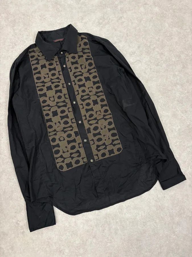 Roberto Cavalli 2000s Roberto Cavalli Black Mafia Khaki Shirt Size US M / EU 48-50 / 2 - 4 Thumbnail