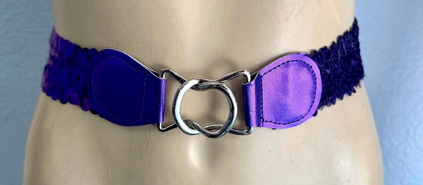 Designer Sequin Fashion Belt Purple Size ONE SIZE - 1 Thumbnail