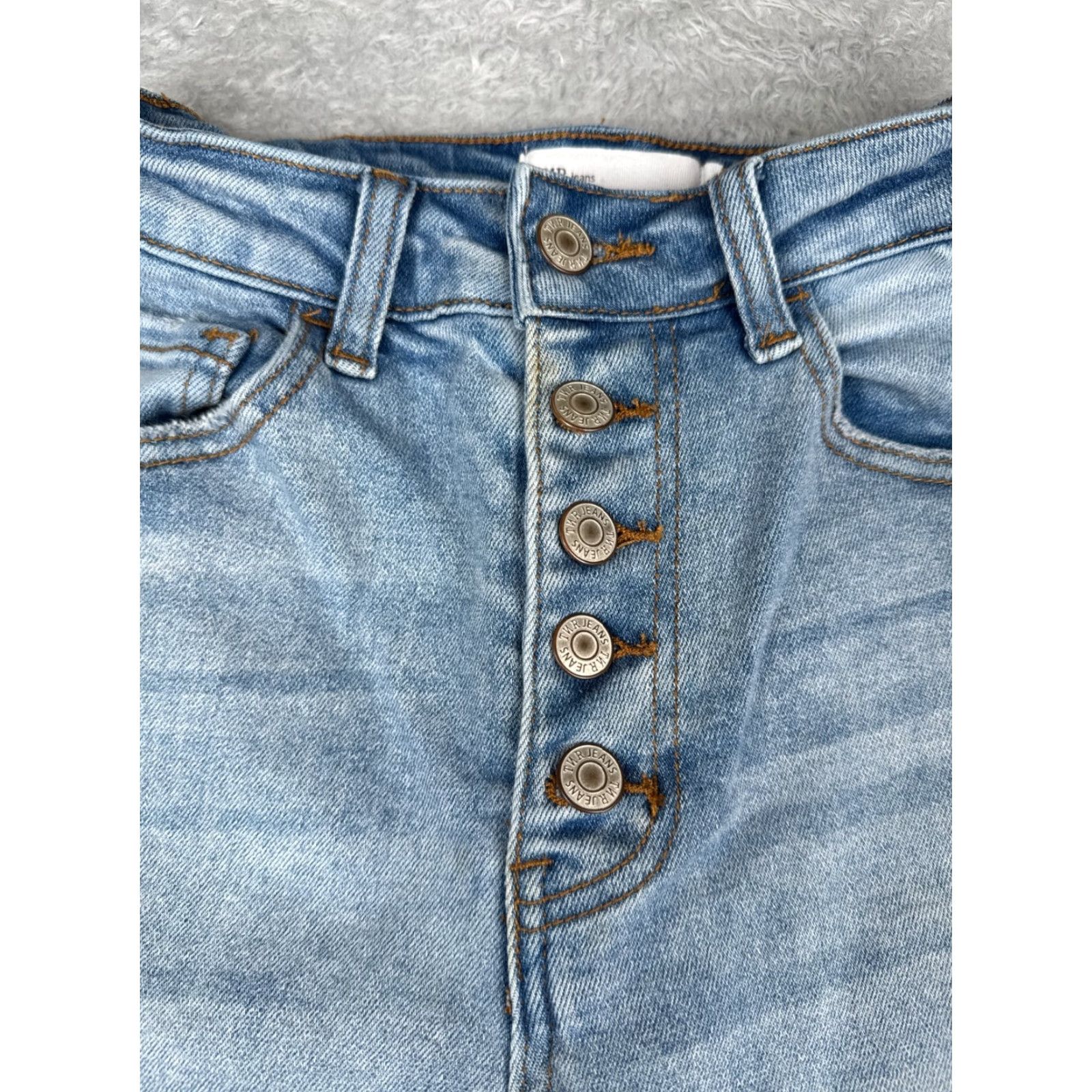 Vintage TNR Jeans Women 25 Blue Denim Wide-Leg High Rise 25x26 Cotton Blend Button Fly 5-Pocket Logo Embroidered Size 42" / US 20 - 5 Thumbnail