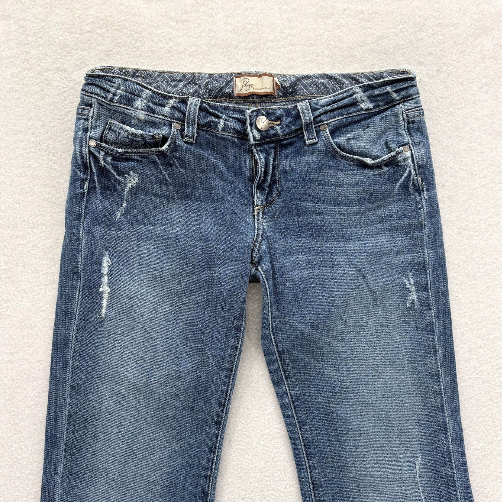 Paige Paige Laurel Canyon Bootcut Jeans Womens 28 Blue Low Rise Stretch Embroidered Size 28" / US 6 / IT 42 - 2 Thumbnail